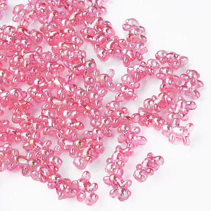 Perles acryliques transparentes, de couleur plaquée ab , ours