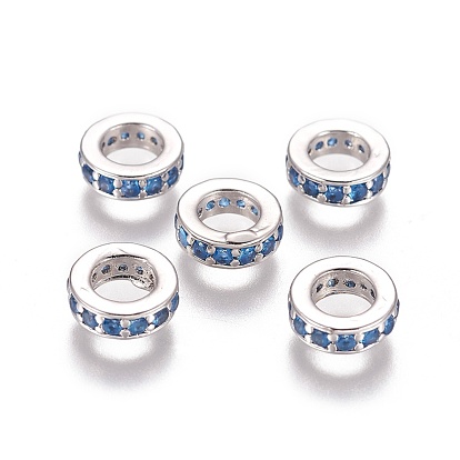 Laiton zircone cubique perles européennes, Perles avec un grand trou   , anneau