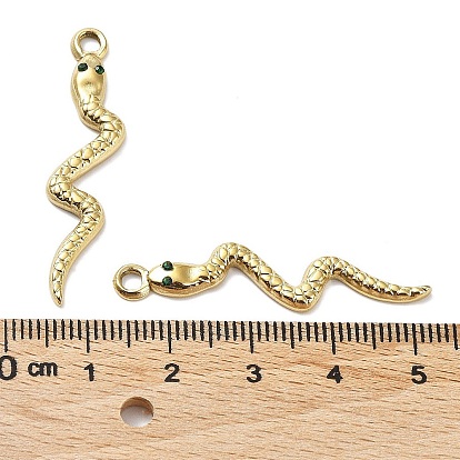 Placage ionique (ip) 304 pendentifs en acier inoxydable, émeraude strass, charme de serpent