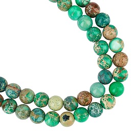 Brins de perles de jaspe impérial naturel arricraft, ronde, teint