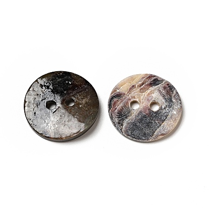 Mother of Pearl Buttons, Akoya Shell Button, Dyed, Flat Round, Mixed Color, 15x1mm, Hole: 1.5mm