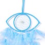Handmade Eye Woven Net/Web with Feather Wall Hanging Decoration, with Plastic & Wooden Beads, for Home Offices Amulet Ornament