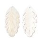 Natural Freshwater Shell Big Pendants, Feather Charms, Seashell Color