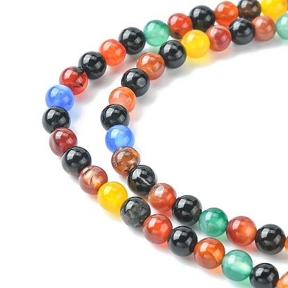 Natural Agate Beads Strands, Dyed & Heated, Round, Colorful