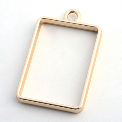 Matte Style Rack Plating Alloy Rectangle Open Back Bezel Pendants, For DIY UV Resin, Epoxy Resin, Pressed Flower Jewelry, Cadmium Free & Nickel Free & Lead Free, 33.5x21x3.5mm, Hole: 3mm