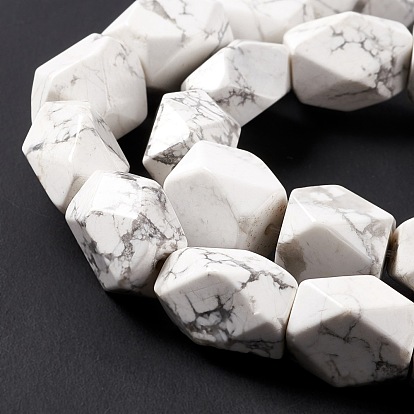 Natural Howlite Beads Strands, Faceted, Rhombus