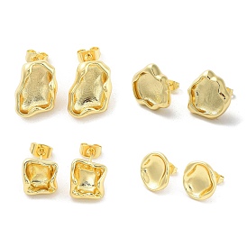Rack Plating Brass Stud Earring, Long-Lasting Plated, Nuggets