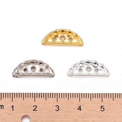 Brass Rhinestone Bridge Spacers, with 7 pcs Clear Middle East Rhinestone Beads, 3 Holes, Nickel Free, 19x7x3mm, Hole: 1.2mm