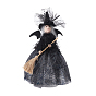 Cloth Witch Tree Top Star Doll Ornament, for Halloween Home Party Decorations, Witch with Spider Web Dress