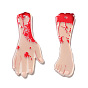 Pendentifs acryliques imprimés recto-verso, thème de l'Halloween, main/pieds ensanglantés