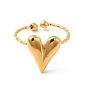 304 Stainless Steel Heart Open Cuff Ring for Women
