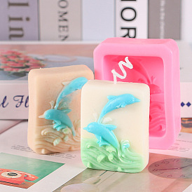 Moules en silicone, pour la fabrication de savons artisanaux, rectangle avec des dauphins
