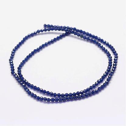 Synthetic Gemstone Beads Strands, Imitation Sapphire, Faceted, Round, Grade A