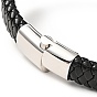 304 Stainless Steel Lion Beaded Bracelet, PU Imitation Leather Braided Gothic Bracelet for Men Women