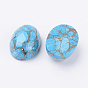 Natural Turquoise Cabochons, Dyed, Half Oval