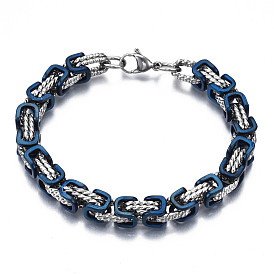 Placage ionique (ip) deux tons 201 bracelet chaîne byzantine en acier inoxydable pour hommes femmes, sans nickel