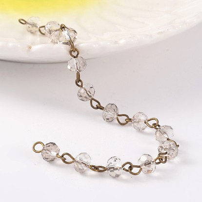 Chaînes de perles de verre à la main pour colliers bracelets faisant, avec épingle à oeil en laiton bronze antique, non soudée, 39.3 pouce, sur 1 m / brin, 5strands / set