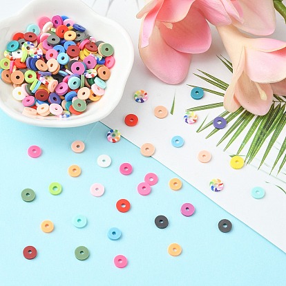 Eco-Friendly 24 Style Handmade Polymer Clay Beads, Disc/Flat Round, Heishi