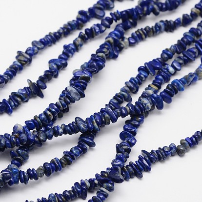 Virutas naturales lapis lazuli perlas hebras, 3~8x3~12x3~5 mm, agujero: 1 mm, alrededor de 32 pulgada