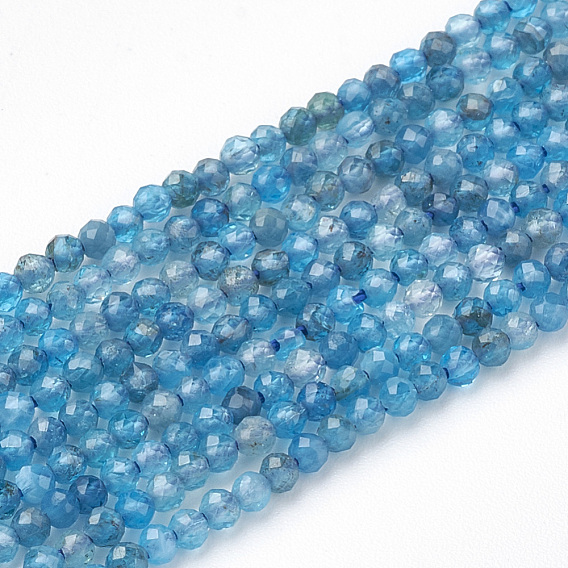 Natural Apatite Beads Strands, Faceted Round