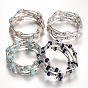 Five Loops Wrap Glass Beads Bracelets, with Metal Findings, 56mm