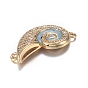 Brass Micro Clear Cubic Zirconia Links, with Enamel, Long-Lasting Plated, Spiral Shell, Light Sky Blue