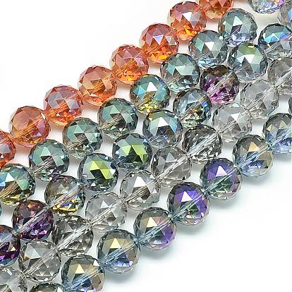 Electroplate Glass Bead Strands, Faceted, Round