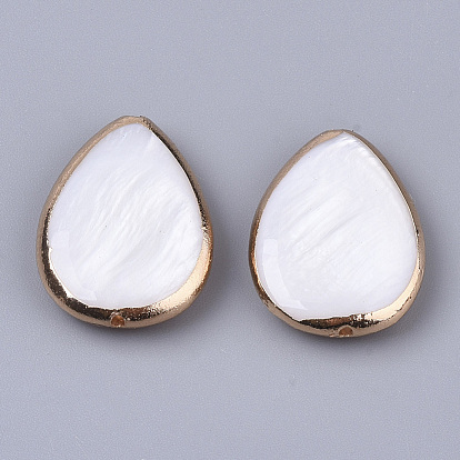 Bord de perles de coquille d'eau douce plaqué or, pour la fabrication de bijoux artisanaux bricolage, larme