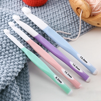 ABS Plastic Crochet Hooks Needles, with TPR Handle, for Braiding Crochet Sewing Tools