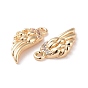Brass Micro Pave Clear Cubic Zirconia Charms, Cadmium Free & Lead Free, Wing
