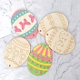 10Pcs Easter Theme Egg Wooden Craft Pieces, Unfinished Wood Cutouts, with Hemp Rope