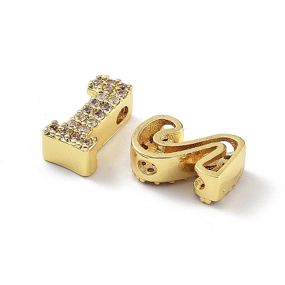 Rack Plating Brass Micro Pave Cubic Zirconia Multi-Strand Links, Cadmium Free & Lead Free, Long-Lasting Plated, Number