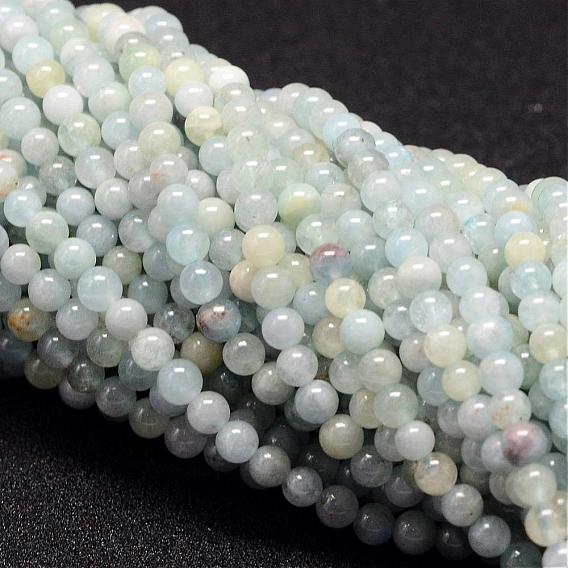 Natural Aquamarine Beads Strands,  Round