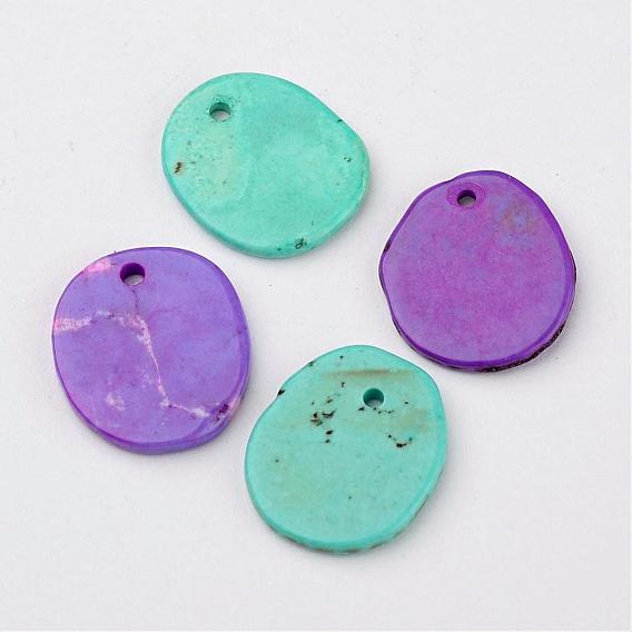 Natural Howlite Charms, Dyed, Flat Round
