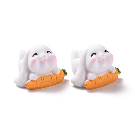 Cute Opaque Resin Cabochons, Rabbit with Carrot