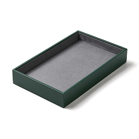 Rectangle PU Leather Jewelry Trays with Gray Velvet Inside, Jewelry Organizer Holder for Rings Earrings Necklaces Bracelets Storage