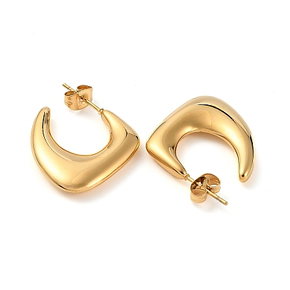 Ion Plating(IP) 304 Stainless Steel Twist Arch Stud Earrings, Half Hoop Earrings for Women