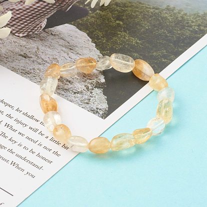 Natural Gemstone Beaded Stretch Bracelets for Kids, Tumbled Stone, Nuggets