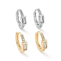 Boucles d'oreilles créoles rectangle en zircone cubique transparente, bijoux en laiton placage ionique (ip) pour femmes
