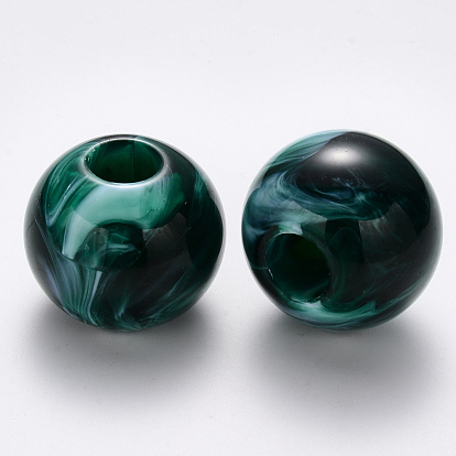 Acrylic Large Hole Beads, Imitation Gemstone Style, Rondelle