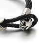 Skull 304 Stainless Steel Leather Cord Bracelets, with Leather Cord Clasps, 200x5mm