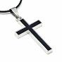 Alloy Enamel Pendant Necklaces, with Waxed Cord and Iron End Chains, Cross