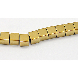 Non-magnétiques perles synthétiques d'hématite, plaqué or, cube