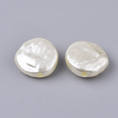 Cuentas de perlas de imitación de plástico abs, plano y redondo