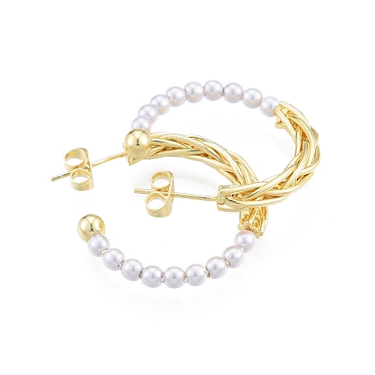 Серьги-гвоздики с кольцом из бисера из абс-пластика с имитацией жемчуга, латунные серьги-кольца для женщин