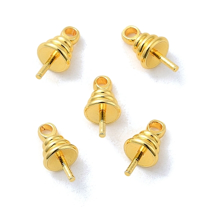 Rack Plating Brass Cup Peg Bails Pin Pendants, Long-Lasting Plated, for Half Drilled Beads