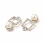 Pendentifs en plastique imitation perle abs, avec les accessoires en alliage, charme carré