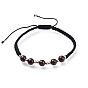 Bracelets de perle tressés de pierres précieuses naturelles réglables, bracelet en nylon avec nœud carré, avec les accessoires en laiton