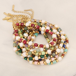Pulsera bohemia de perlas de piedra natural - joyería de cuentas de moda b408