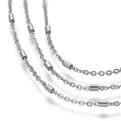 304 chaînes de câbles en acier inoxydable, avec des perles de colonne, non soudée, Ovale Plat
